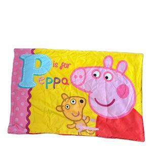 Peppa Pig Kids Pillow Case P Is For Peppa Pink Yellow Bedding